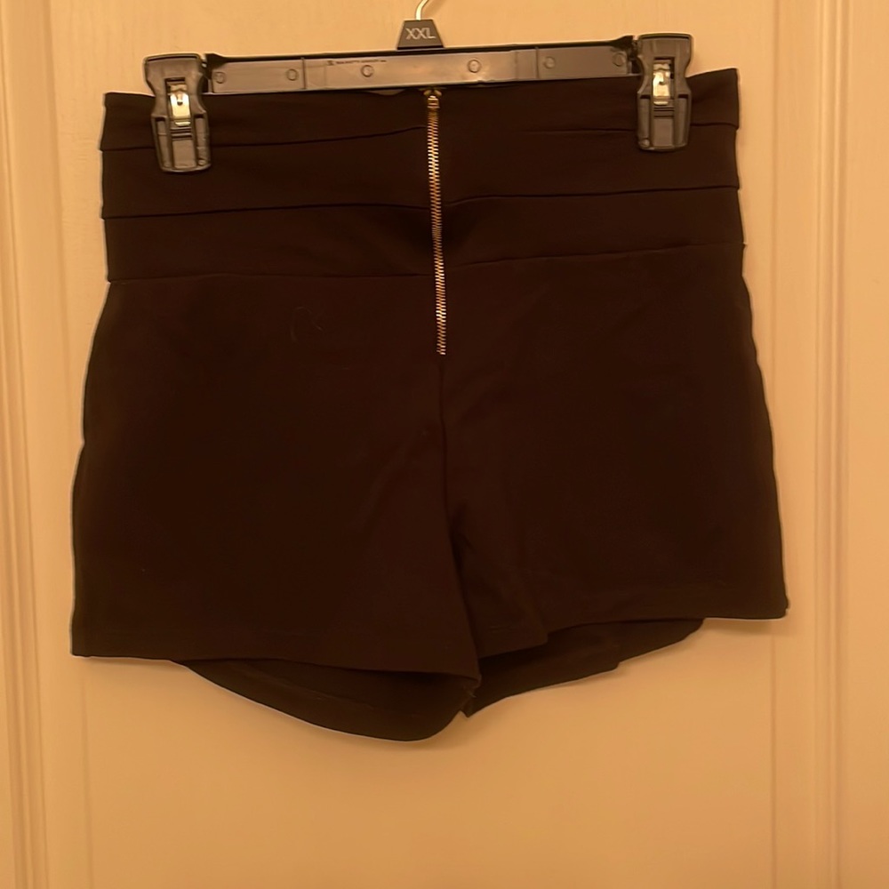 Fashion Nova High Waisted Stretch Shorts with Gold Front Zipper
